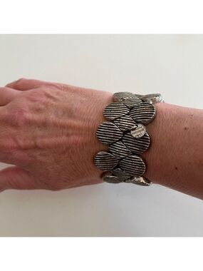 PHILLIPE AUDIBERT PARIS Retired Design Stretch Cuff Bracelet Silver Tone Metal